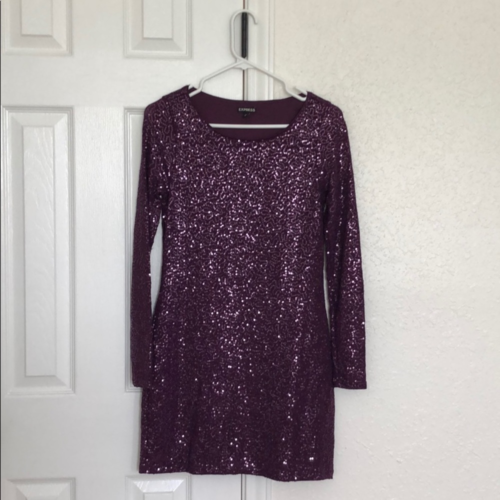 Purple sequined cocktail dress.  Excellent cond.